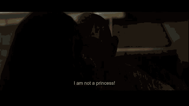 a man and a woman are looking at each other with the man saying i am not a princess