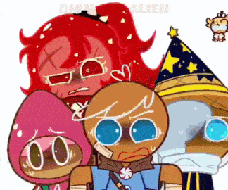a group of cartoon characters are standing next to each other and looking at the camera .