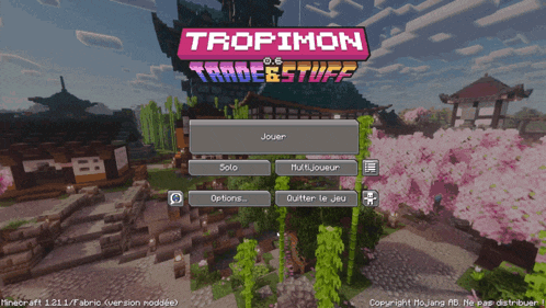 a screenshot of a minecraft game called tropimon trade & stuff