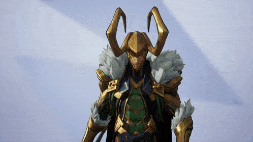 a cartoon character with horns and feathers is standing in front of a white background