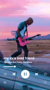 a video of a man playing a pink guitar with the song my ex 's best friend