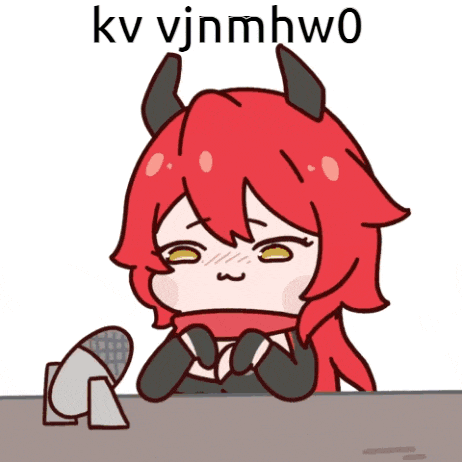 a cartoon drawing of a girl with horns and the words kv vjnmhw0