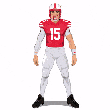 a cartoon drawing of a nebraska football player wearing number 15