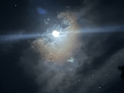 a painting of a galaxy with a light coming out of the center