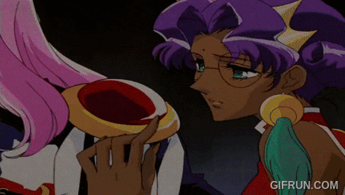 a gif from gifrun.com shows a woman with purple hair