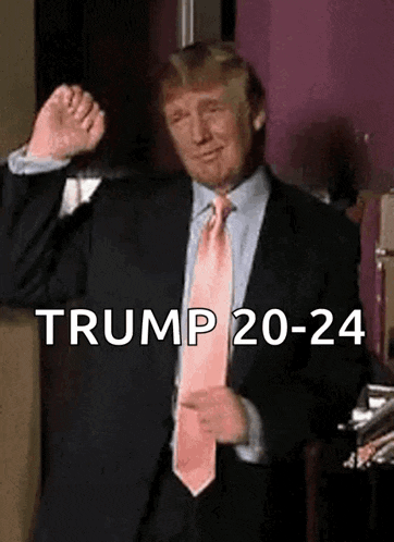 a man in a suit and tie is dancing with the words trump 20-24 below him