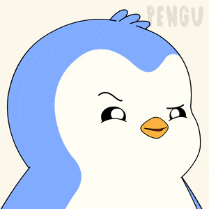 a blue and white cartoon penguin with the word pengu behind it