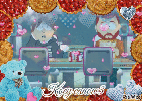 a picture of two cartoon characters with hearts and the words key canon 3 on the bottom right