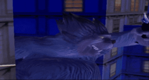 a computer generated image of a building with a shark in the background