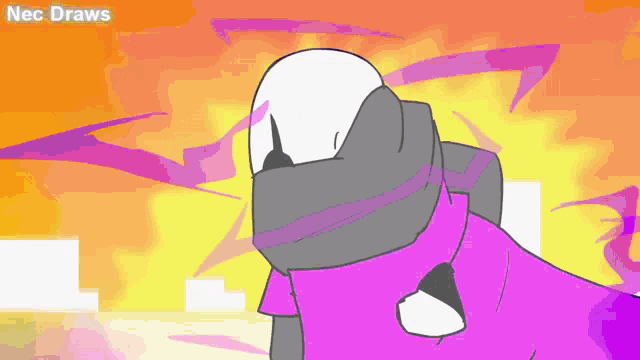 a cartoon drawing of a person wearing a pink shirt