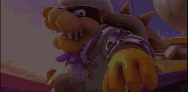 a cartoon character wearing a top hat is flying in the air