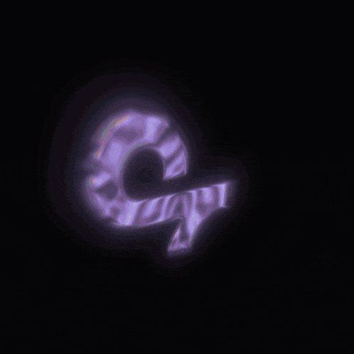 the letter q is glowing in the dark with a purple background
