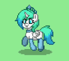 a pixel art of a pony wearing glasses and a crown