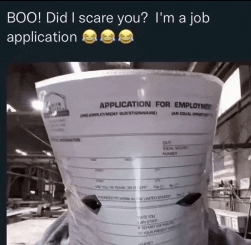 a bucket with a job application on it