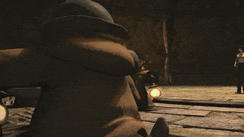 a person in a video game with purple smoke coming out of their hands