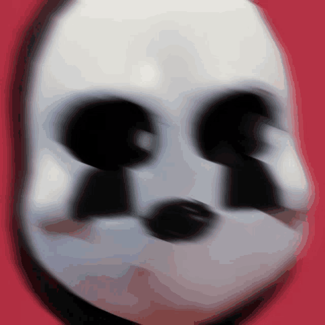 a blurry picture of a white face with black eyes