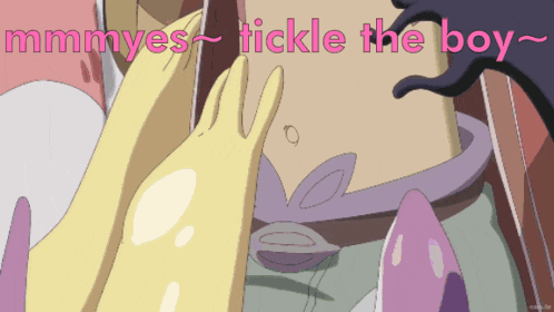 a cartoon of a person being tickled with the words mmmmyes tickle the boy on the bottom