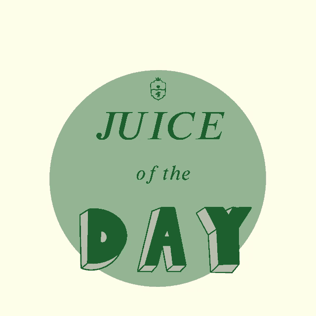 a green circle with juice of the day written on it