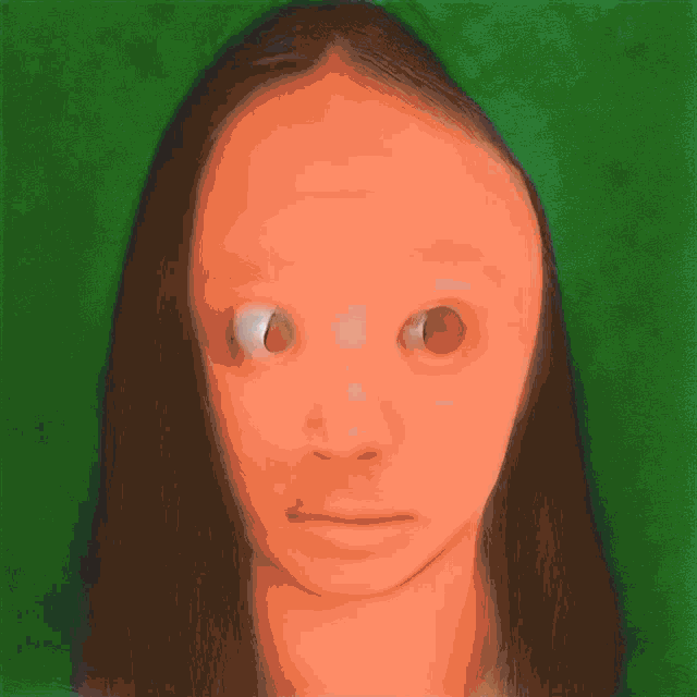 a drawing of a woman 's face with a green background