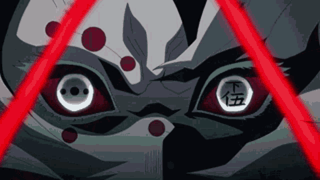 a close up of a person 's eyes with red lines coming out of them .