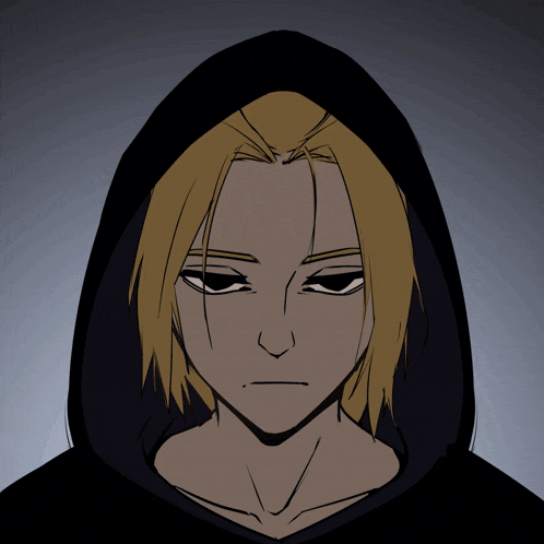 a drawing of a person with a hood on