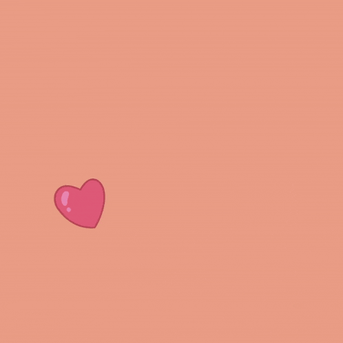 a cartoon cat pointing at a pink heart on a yellow background