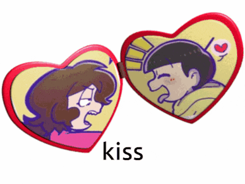 a cartoon of a man and a woman kissing with the word kiss underneath them