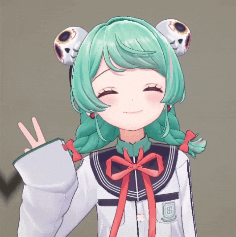 a girl with green hair is wearing a school uniform with the letter s on the front