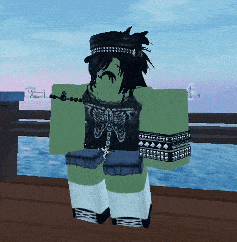 a cartoon character with a skeleton shirt and a hat