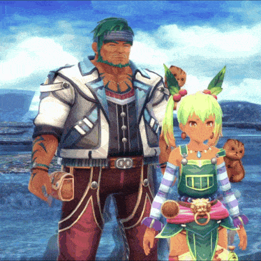 a man and a girl are standing next to each other
