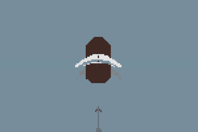 a pixel art drawing of a boat with a white beard