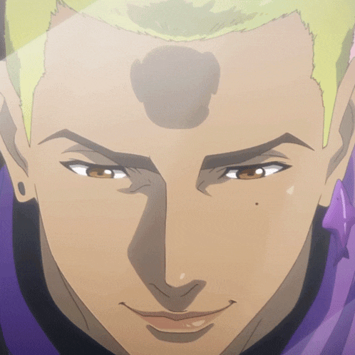 a close up of a cartoon character with yellow hair