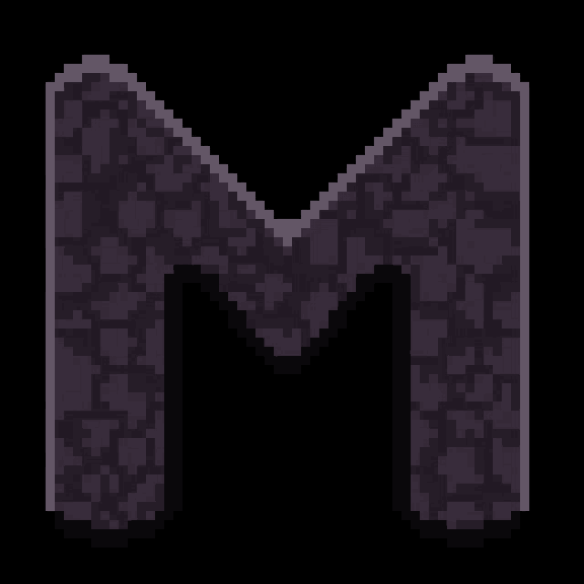 a pixel art of a letter m on a black background