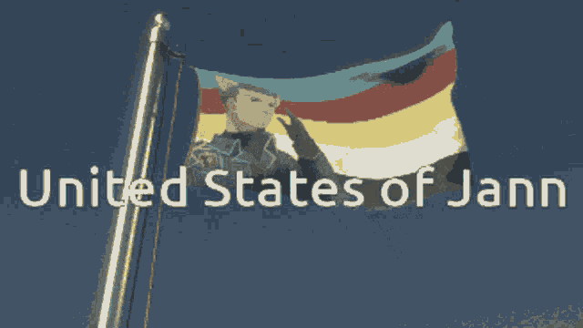 a united states of jann flag with a soldier on it