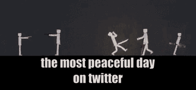 a screenshot of a video game with the words `` the most peaceful day on twitter '' written below it .