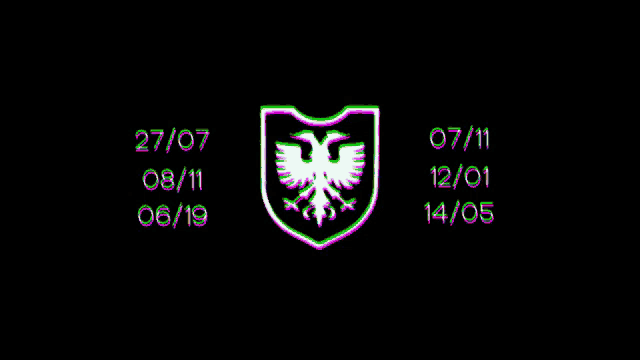 a shield with a bird on it and the dates 27/07 08/11 06/19 and 14/05