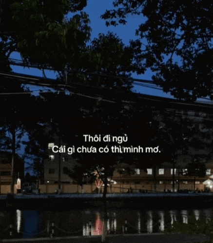 a dark landscape with a few trees and the words thoi di ngo