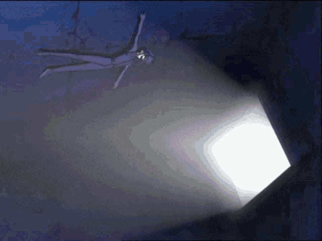 a person is falling into a dark room