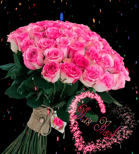 a bouquet of pink roses is surrounded by a heart that says very lovely