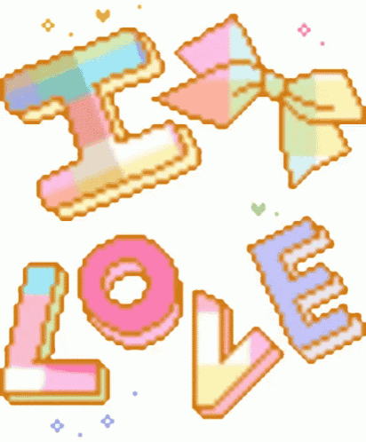 a pixel art drawing of the word love