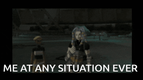 a video of a man with the words me at any situation ever on the bottom