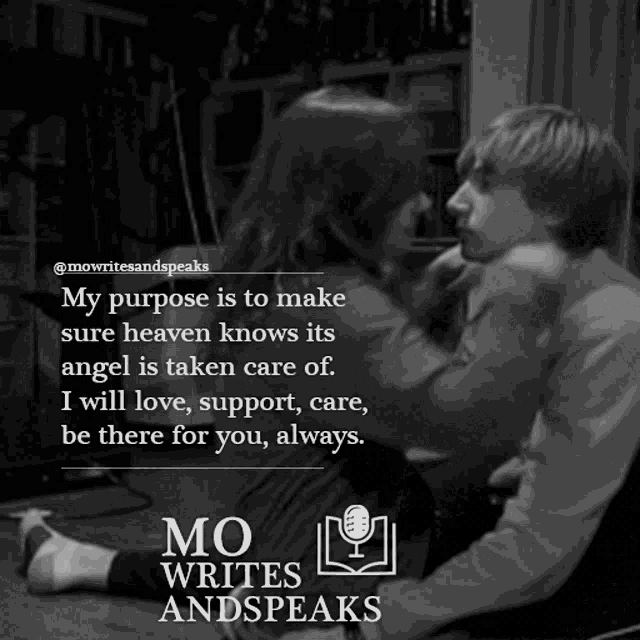 a poster for mo writes and speaks shows a couple hugging