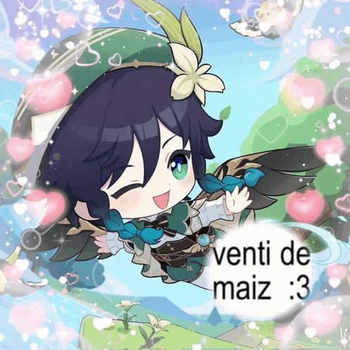 a picture of a girl with a flower on her head and the words venti de maiz