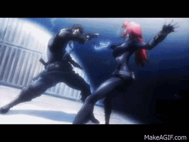 a gif of a man and a woman fighting with the website makeagif.com visible