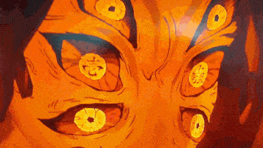 a close up of a cartoon character 's eyes with chinese characters on them