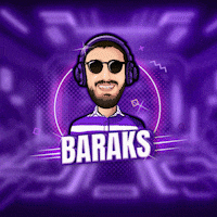 a cartoon of a man wearing headphones and sunglasses with the name baraks on it