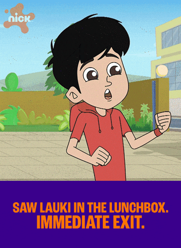a cartoon of a boy that says saw lauki in the lunchbox