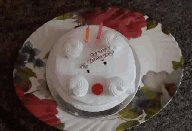 a birthday cake with two candles and the words happy birthday written on it