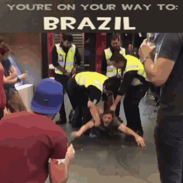 a poster that says you 're on your way to brazil on it