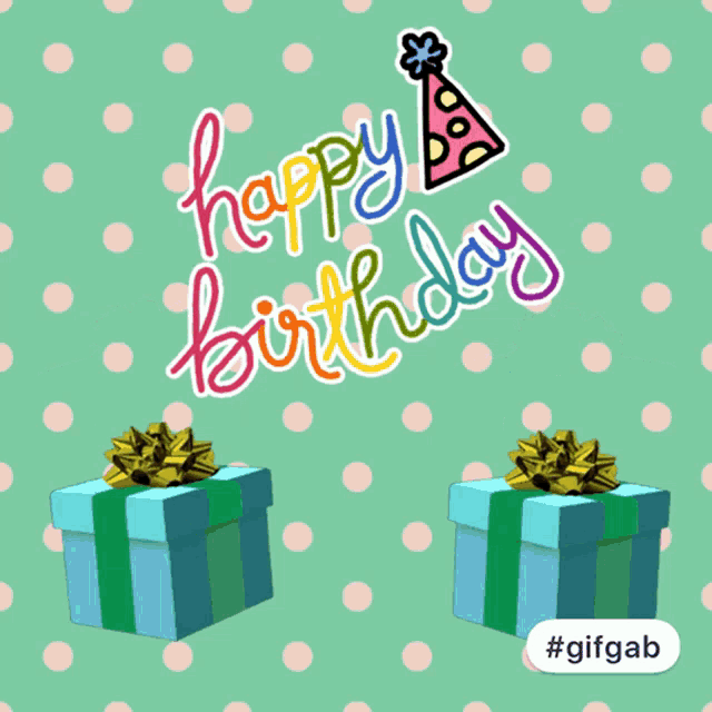 a happy birthday greeting card with two men 's faces sticking out of gift boxes